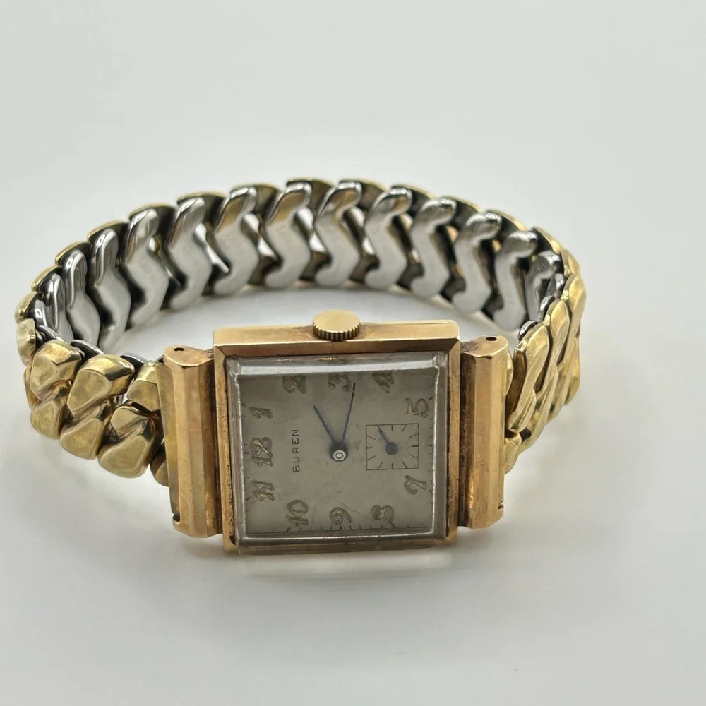 1940s Buren Grand-Prix Men's Square Roman Numeral Wristwatch #616 Working